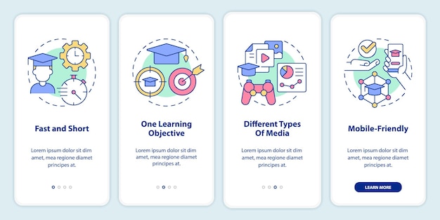 Principles of microlearning onboarding mobile app screen