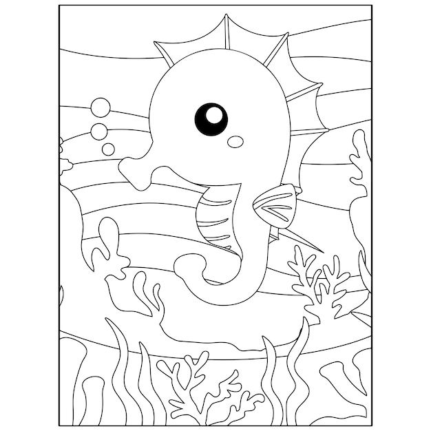 Printable Ocean Animals Coloring Pages For Kids Premium Vector