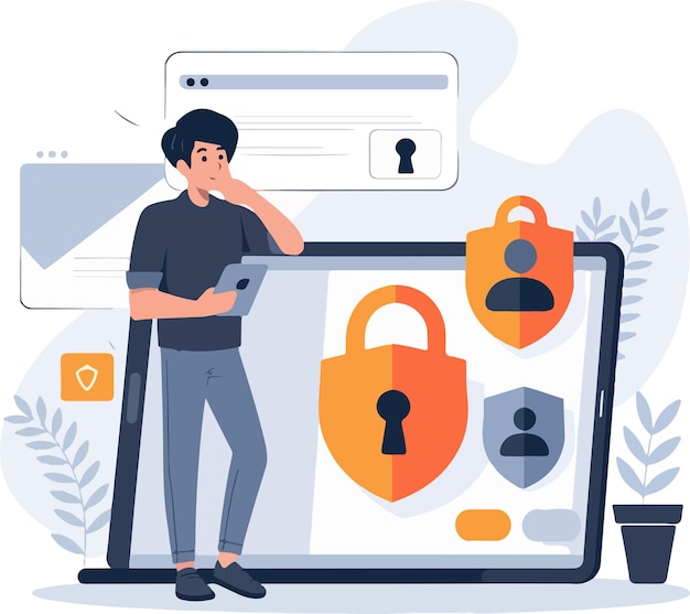 Vector privacy policy concept illustration