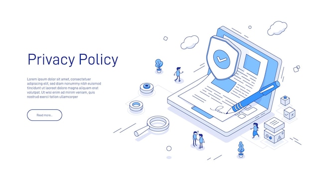 Privacy policy landing page template Personal data security Online file server protection