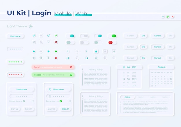 Vector private account access ui elements kit