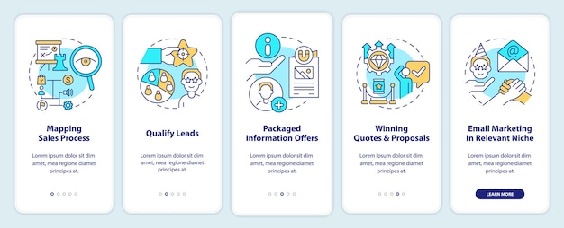 Process of lead conversion onboarding mobile app screen