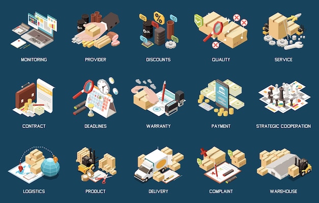 Procurement Management Isometric Set