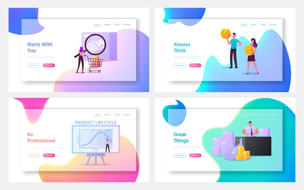 Product Life Cycle Landing Page Template Set.