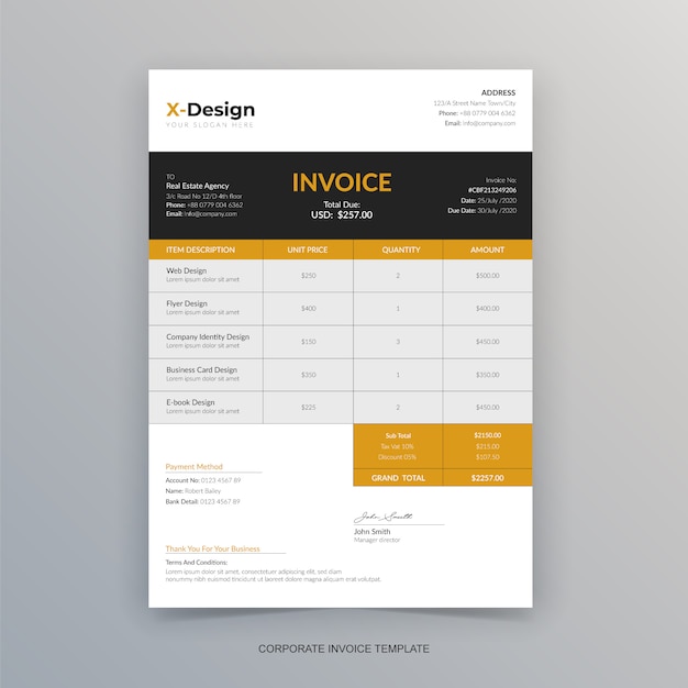 Professional business invoice template 