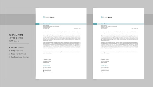 Vector professional business style letterhead design template