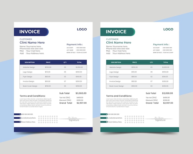 Vector professional and clean invoice design