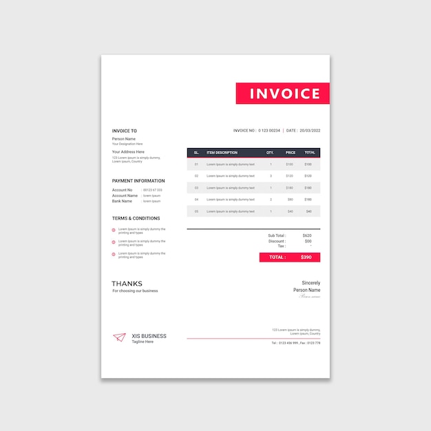 Professional and clean invoice template design