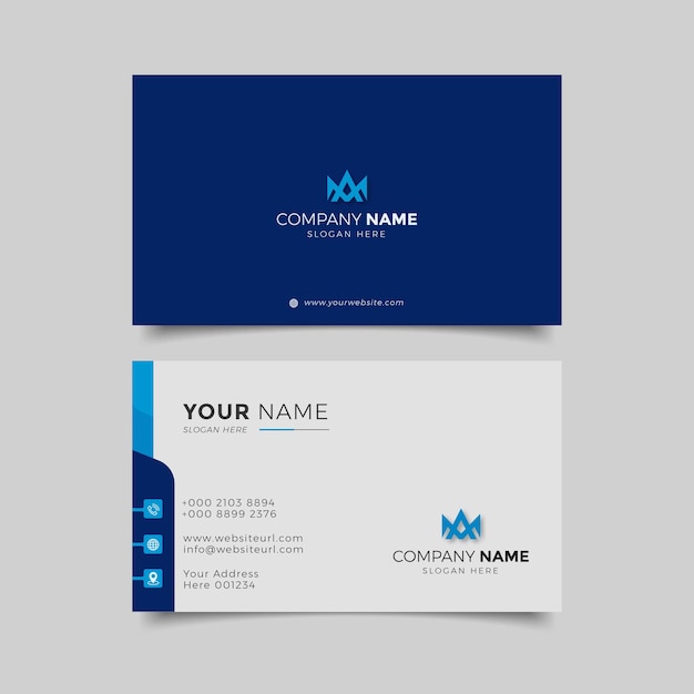 Professional Elegant blue and white Modern Business Card Design Template