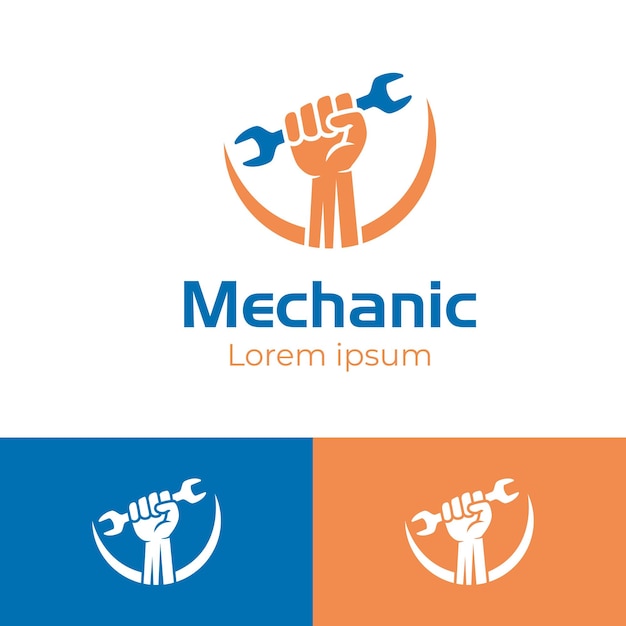 Professional handy services logo icon design with hand holding wrench