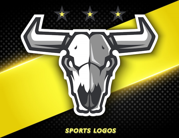 Professional logo for sport team, the skull of a bull. Mascot sporty. 