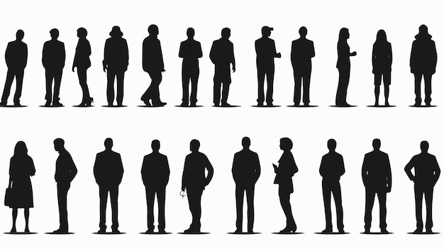 Vector professional men silhouette vector set in black and white