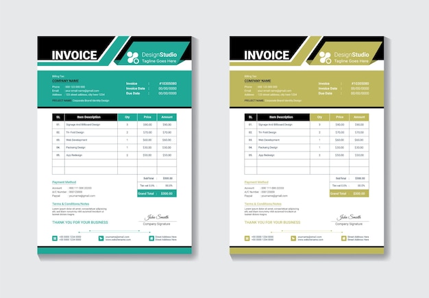 Vector professional modern abstract corporate business invoice design template eps