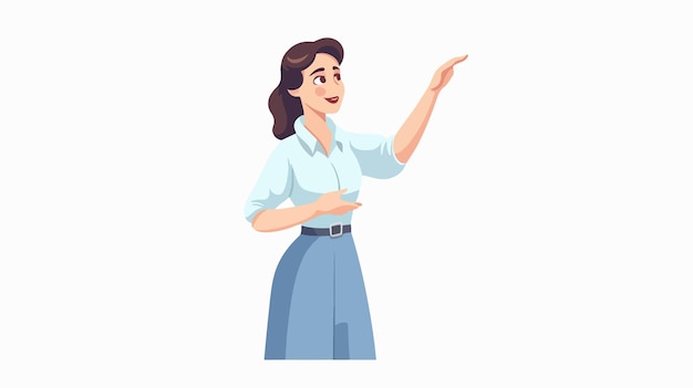 Vector professional nurse demonstrating hand gesture in flat ui design