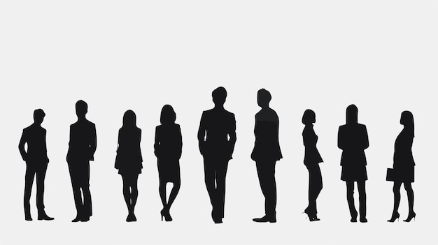 Vector professional silhouette of businesspeople against black wall