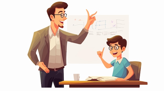 Professional Teacher with Student Vector Illustration Isolated