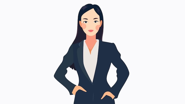 Vector professional young asian businesswoman in formal suit