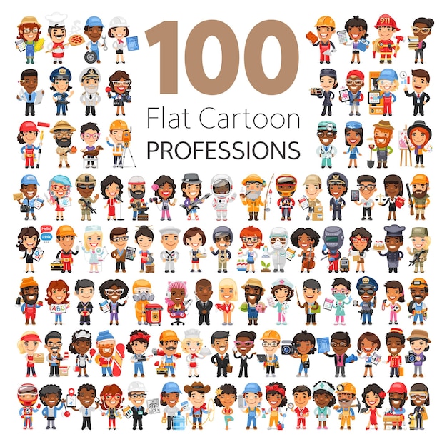 Vector professions flat characters big collection