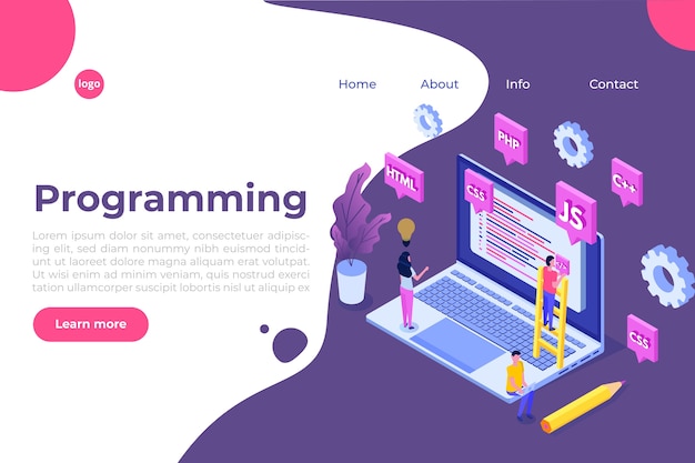 Vector programming software or app development isometric concept, big data processing. illustration