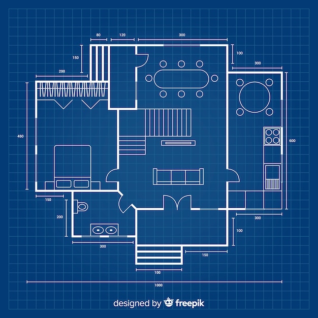 Vector project in blueprint for a new house