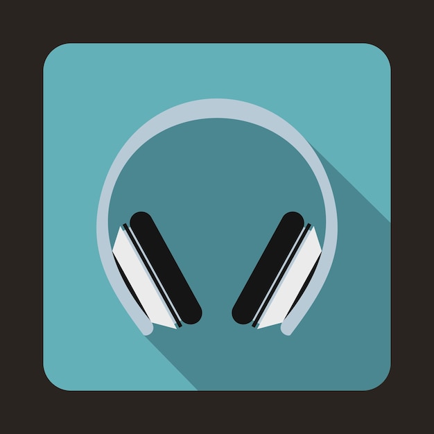 Vector protective headphones icon in flat style on a blue background