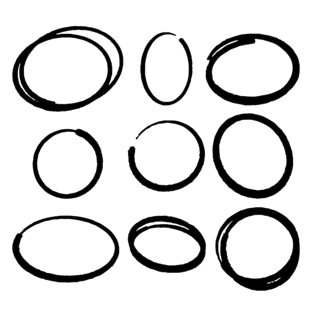 Vector psd editable hand drawn circle line sketch