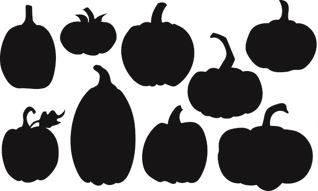 Pumpkins silhouette of pumpkins Set of silhouettes of pumpkins Boo Halloween holiday Silhouett