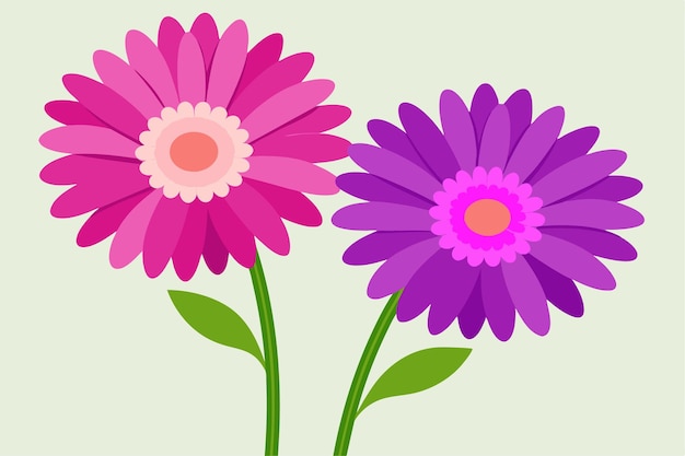 a purple background with pink and yellow flowers