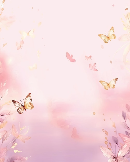 Purple Butterflies Pink Background