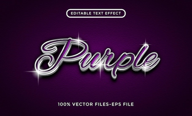 Purple editorial text effect. steel effect with carbon background