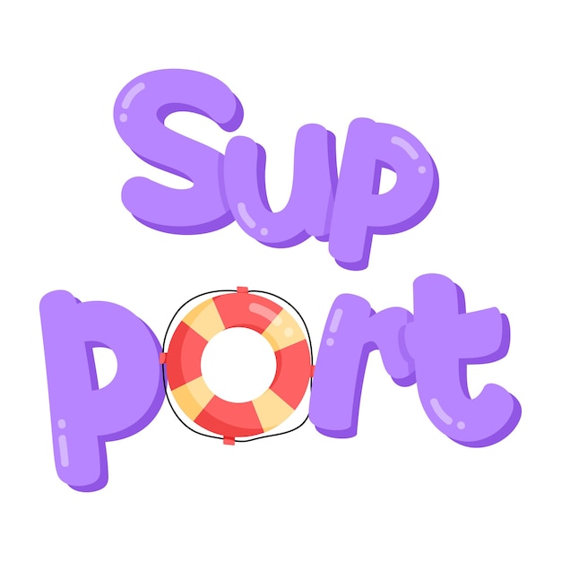 A purple and white logo with the word sup port on it.