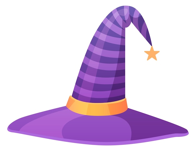 Vector purple witch hat cartoon icon fantasy cap isolated on white background