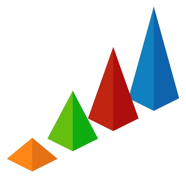 Pyramid column chart icon Isometric color element