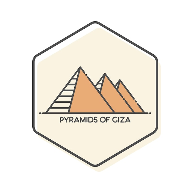 Pyramid of Giza Egypt Outline Icon Vector Illustration Isolated on a white background