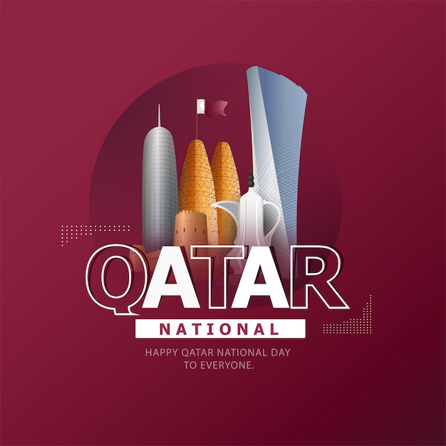 Vector qatar independence daydecember 18th national day qatari capital of doha vector illustration