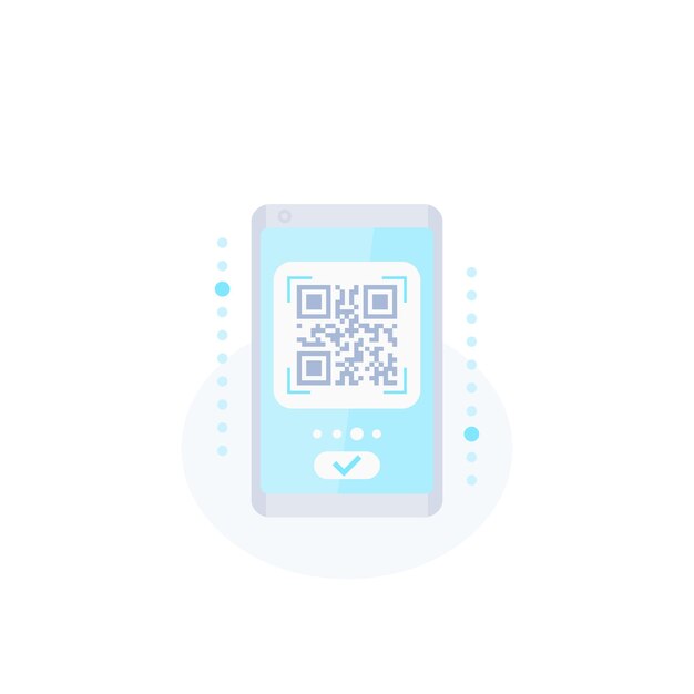 Vector qr code scan in phone vector icon