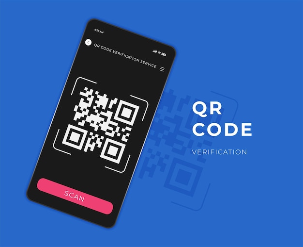 QR code verification service web banner isometric vector