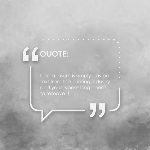 Vector quote with hand painted gray watercolor texture background