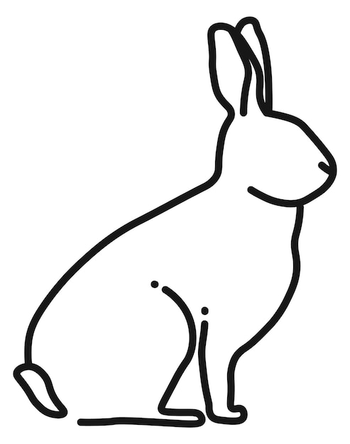 Rabbit black line symbol Hare animal icon