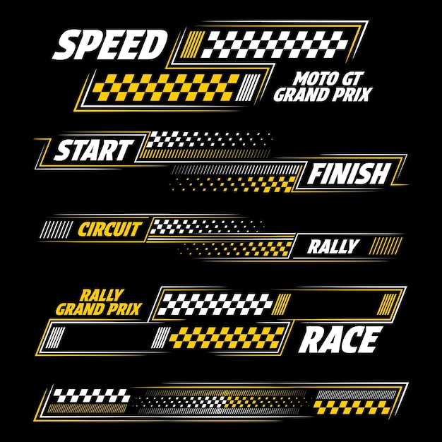 Vector racing sport white and yellow text