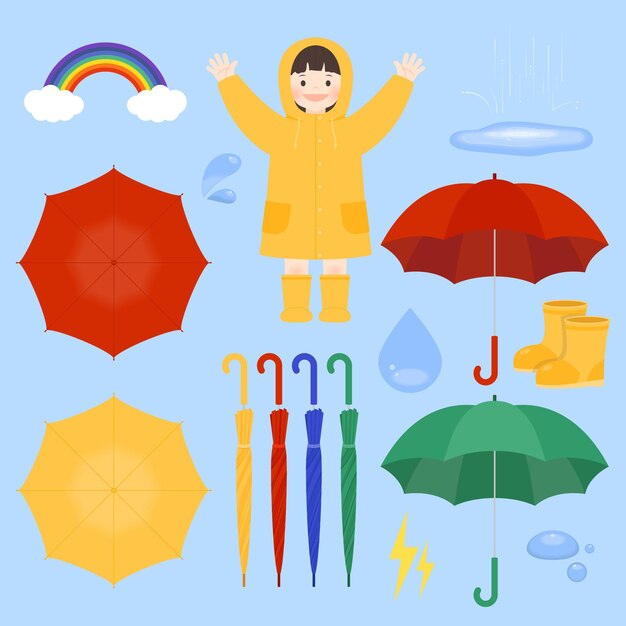 Vector rain illustration collection