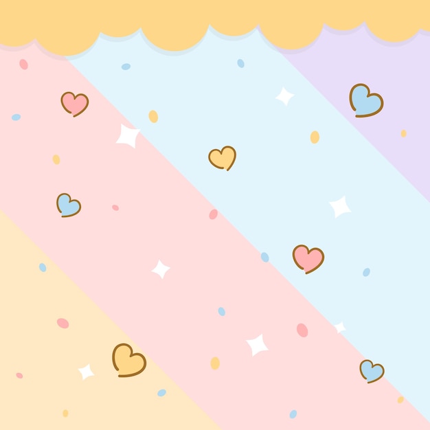 Vector a rainbow colorful background with hearts and clouds