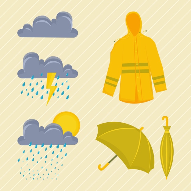 Vector rainy season package illustration