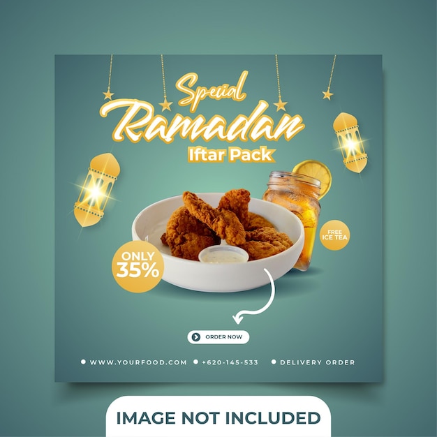 Ramadan iftar pack social media post square banner template for restaurant or food delicious