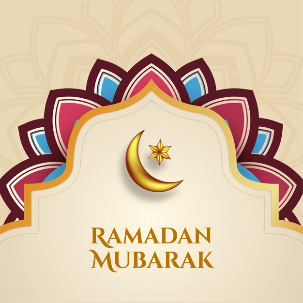 Ramadan kareem greeting card in paper style