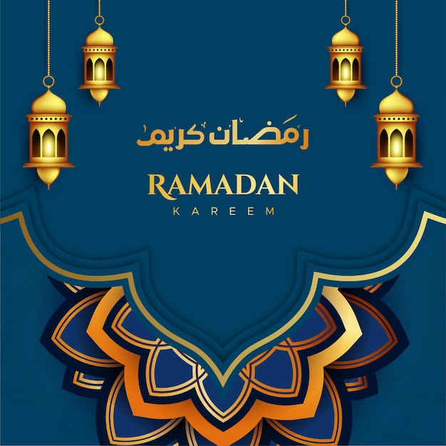 Ramadan kareem greeting card in paper style  