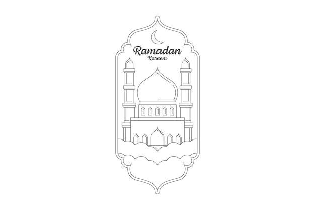 Ramadan kareem vector design illustration monoline or line art style