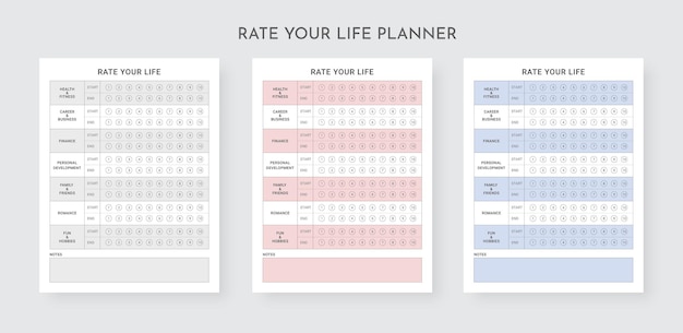 Rate Your Life Planner, Life Assessment Journal, Personal Development Diary