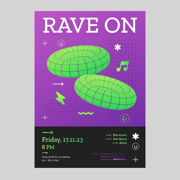 Rave party poster design