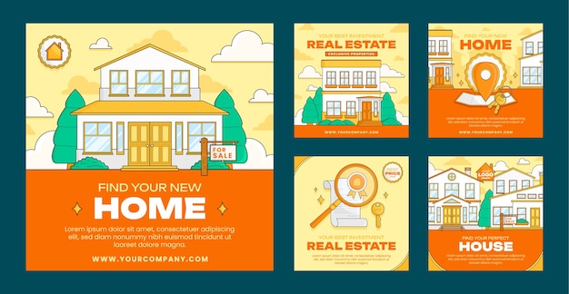 Vector real estate business instagram posts template